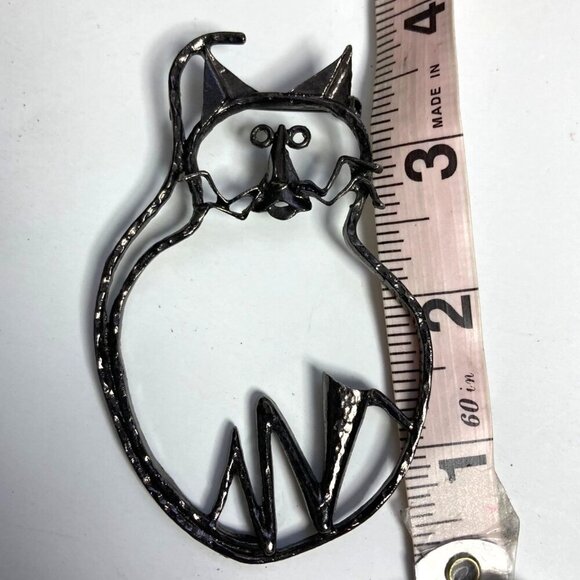 Vintage Large Cat Cartoon Brooch Bronze Tone Outline Silhouette Cat Lady 80s - Picture 6 of 6